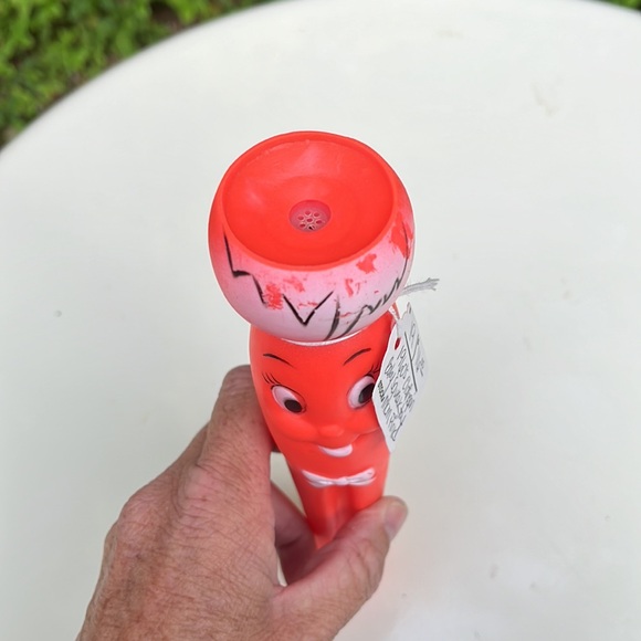 1960's Rubber Clothespin Baby Squeak Toy in Pink with face - Picture 2 of 3